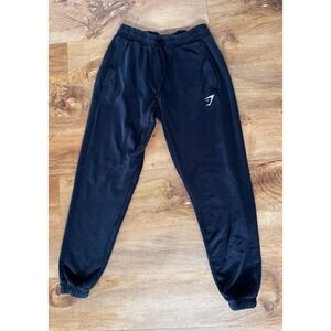 Gymshark Mens Crest Joggers Black Medium Sweatpants Training Gym Activewear